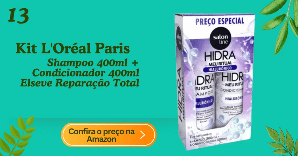 Kit l'oréal paris shampoo 400ml + condicionador 400ml elseve reparação total