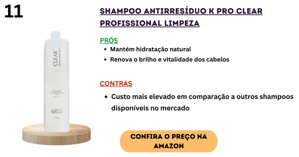 Shampoo antirresíduo k pro clear profissional limpeza